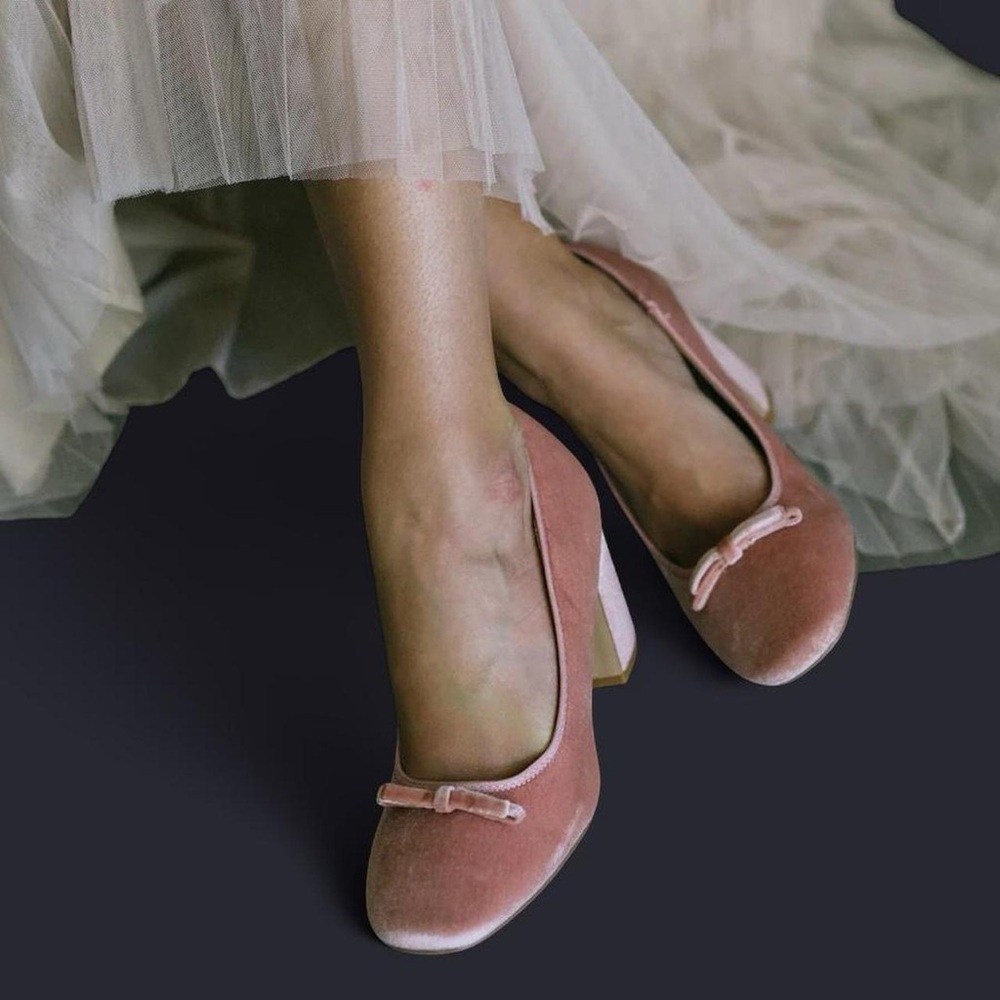 NWT Anthropologie Pink Velvet Heels